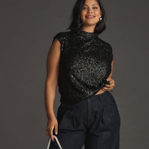 Nwt sequin mock neck shell tank anthro - Picture 1 of 9